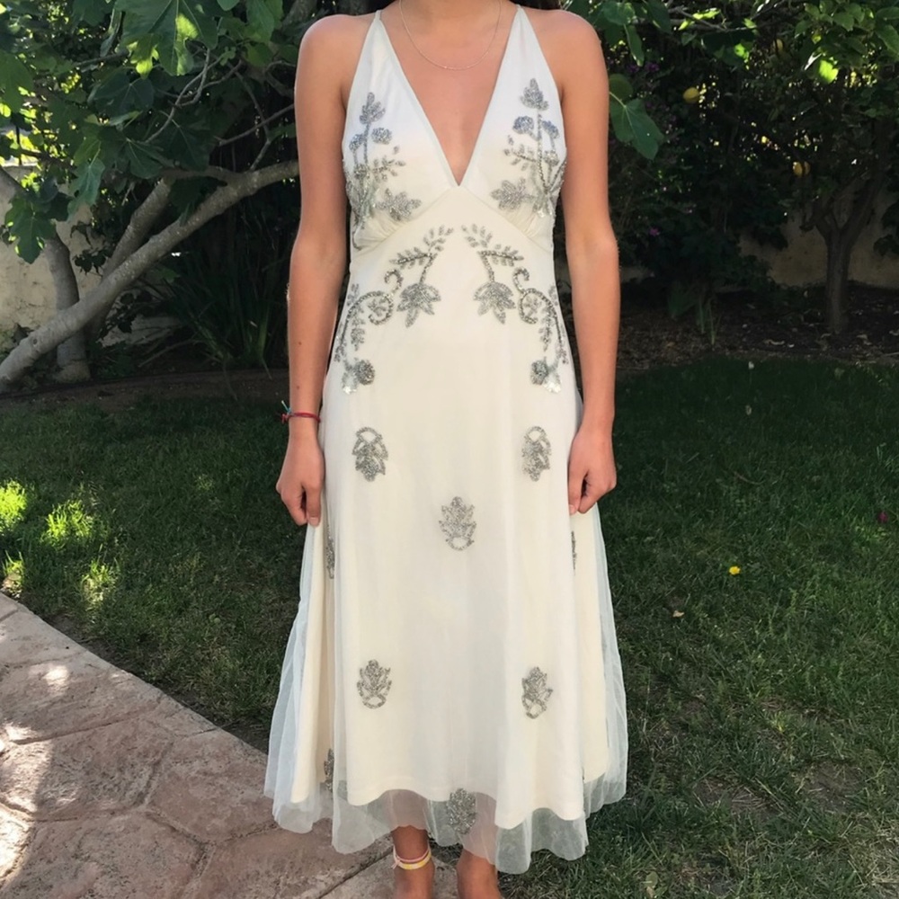 Boutique misa embellished swapping back midi dress